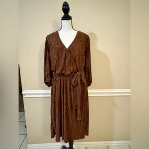 Wrap dress in Copper Brown with 3/4 sleeve
